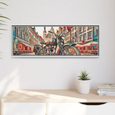 European City Motorcycle Abstract Framed Canvas Art
